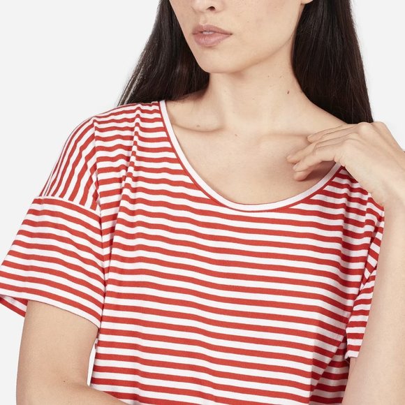 Everlane The Cotton Striped Oversized Tee T Shirt Dress S Red White Casual Small - Picture 4 of 15